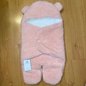 Pink Baby Swaddle with Bear Ears